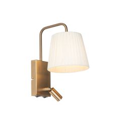Moderne-væglampe-hvid-og-bronze-med-læselampe---Renier