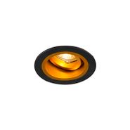 Set-of-6-Recessed-Spotlights-Round-Black-with-Gold-Rotatable-and-Tiltable---Chuck