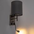 Moderne-wandlamp-staal-met-katoenen-grijze-kap---Stacca