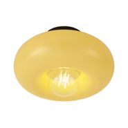 Plafoniera-retrò-nera-con-vetro-giallo-30cm---Glaze