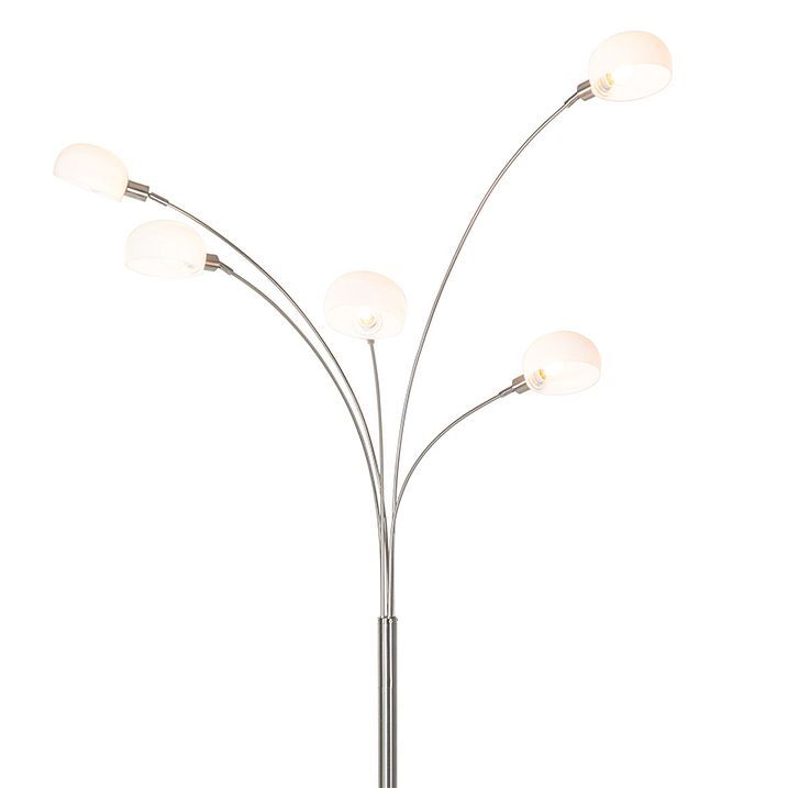 Dizajnová stojaca lampa oceľ s opálovým sklom 5-svetlo - Sixties Marmo