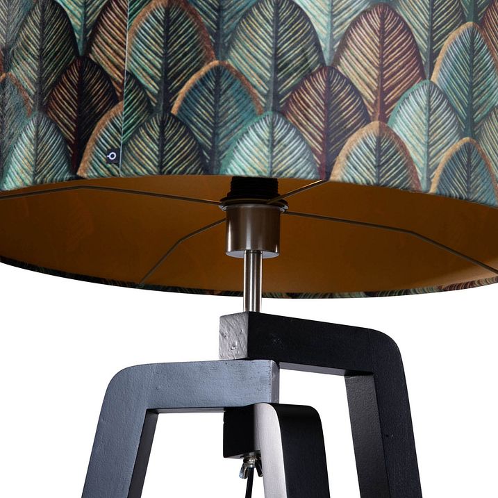 Podna lampa crna sa plišanim abažurom dizajna lista 50cm - Puros