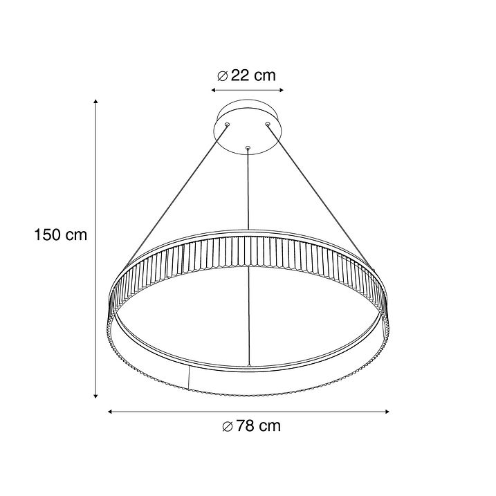Sodobna viseča svetilka medenina 78cm vklj. LED 3-stopenjsko zatemnjevanje - Anello Chandelier