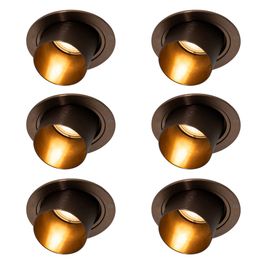 Set van 6 moderne inbouwspots donkerbrons rond kantelbaar - Installa