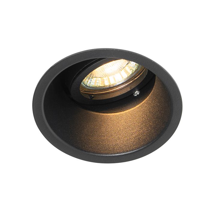 Set med 6 moderna infällda spotlights svart roterbara och lutningsbara - Alloy