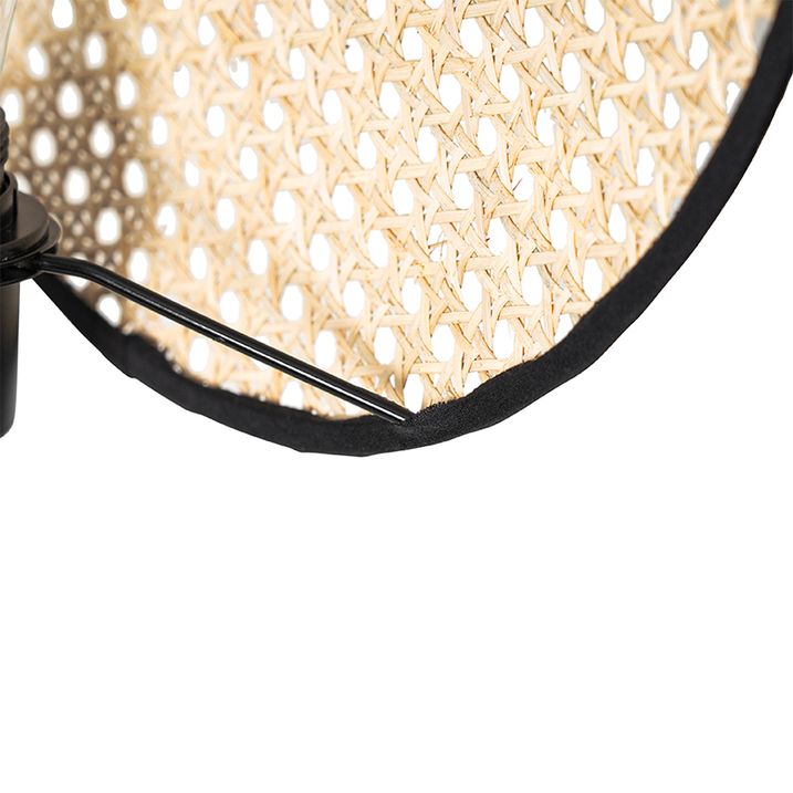 Rustikální stojací lampa černá s ratanem 35 cm - Kata