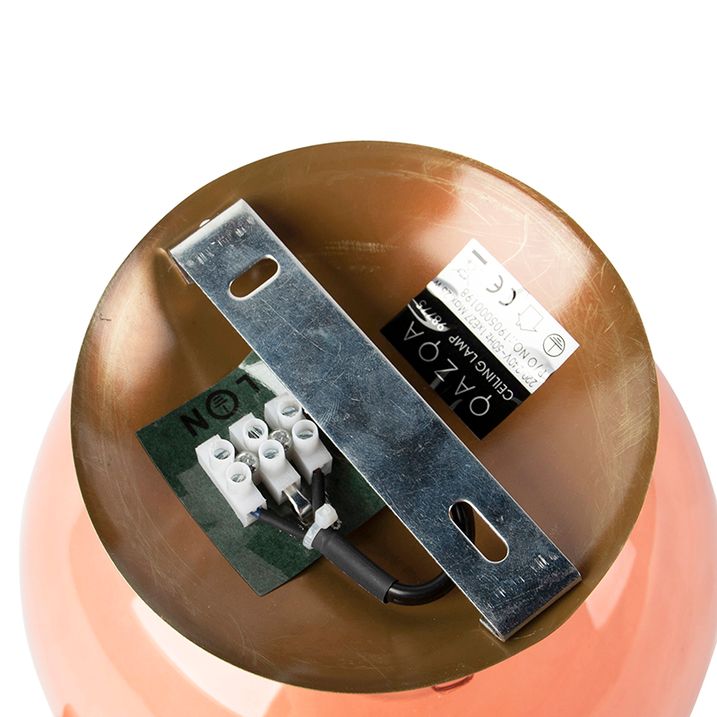 Art Deco taklampa mässing med rosa glas - Pallon