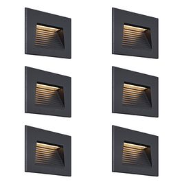 Set van 6 moderne inbouw wandlampen zwart 11,5cm incl. LED IP65 - Trem