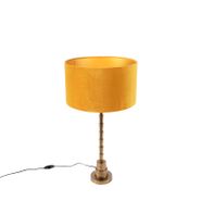 Art-Deco-Tischleuchte-mit-Samt-Schirm-gelb-35-cm---Pisos