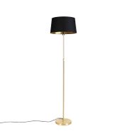 Stehleuchte-Gold/Messing-mit-schwarzem-Schirm-45-cm-verstellbar---Parte