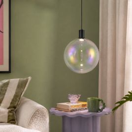 Design-Hängeleuchte schwarz mit Regenbogen-Glas 35cm - Mallon