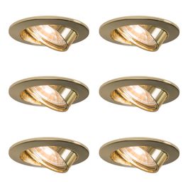 Set van 6 ronde kantelbare inbouwspots goud - Edu
