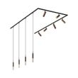 Sistem-de-iluminat-pe-șină-modern-negru-cu-6-spoturi-și-4-lumini-suspendate-bronz-închis-monofazat---Slimline-Uzzy-Loyce