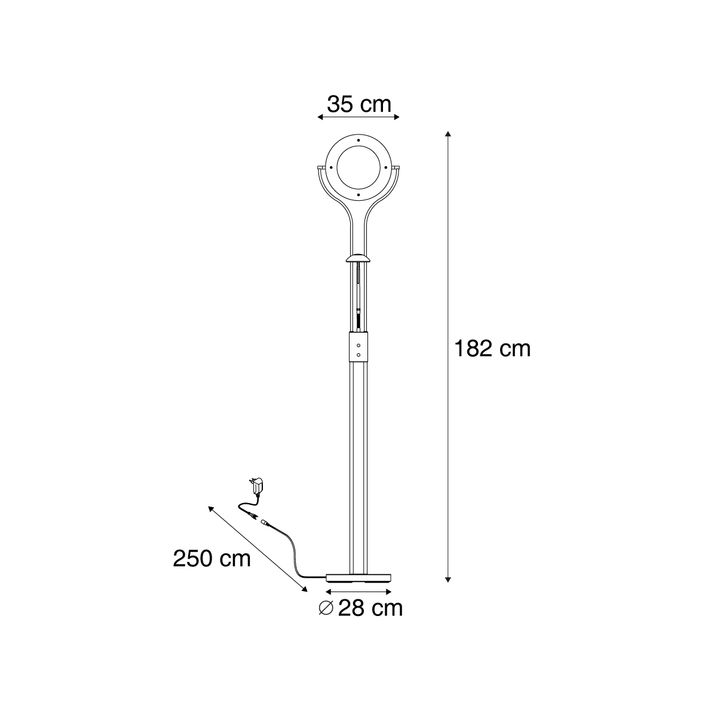 Lampadaire moderne doré avec bras de lecture avec LED et variateur - Divo