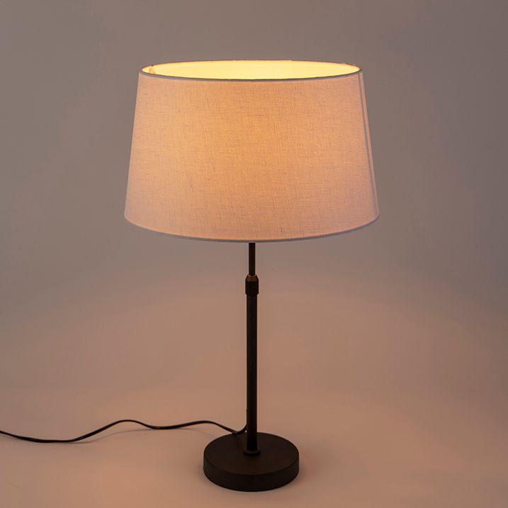 Lámpara de mesa negra con pantalla de lino blanco 35 cm regulable - Parte