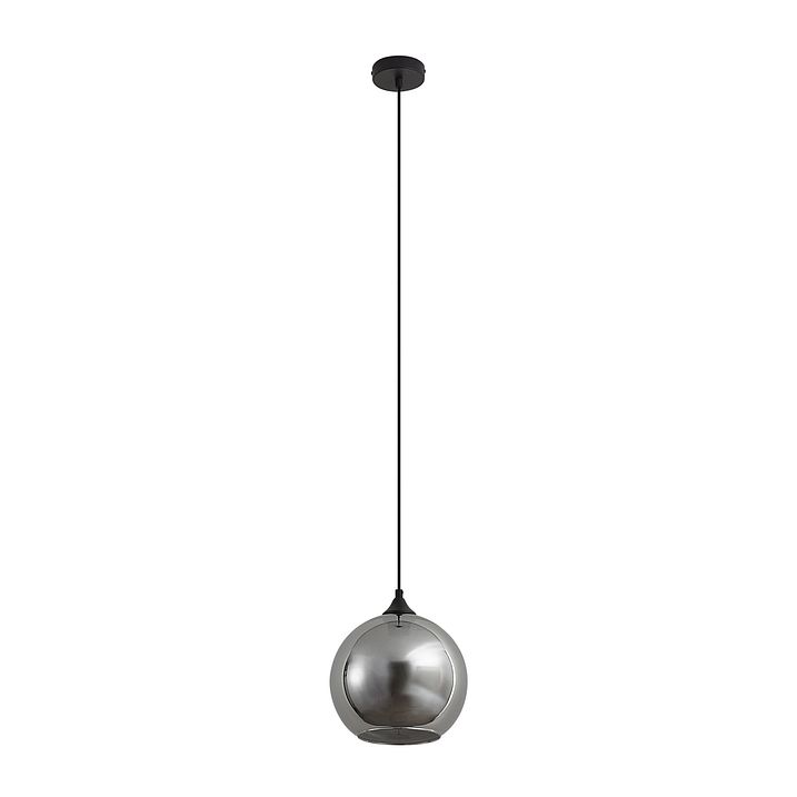 Candeeiro suspenso Art Deco preto com vidro fumado - Wallace