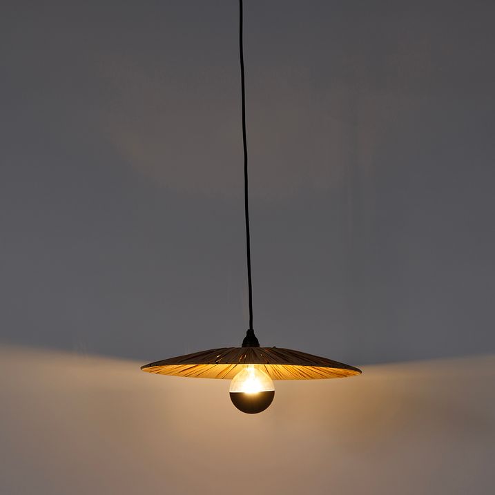 Candeeiro de suspensão rústico preto com corda 45 cm - Leia