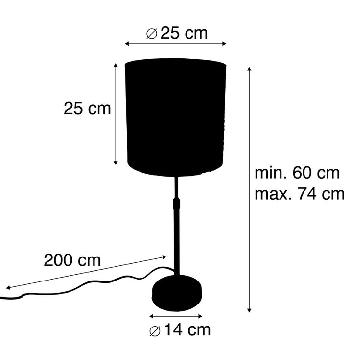 Moderní stolní lampa černá s látkovým stínítkem šedým 25 cm nastavitelná - Parte