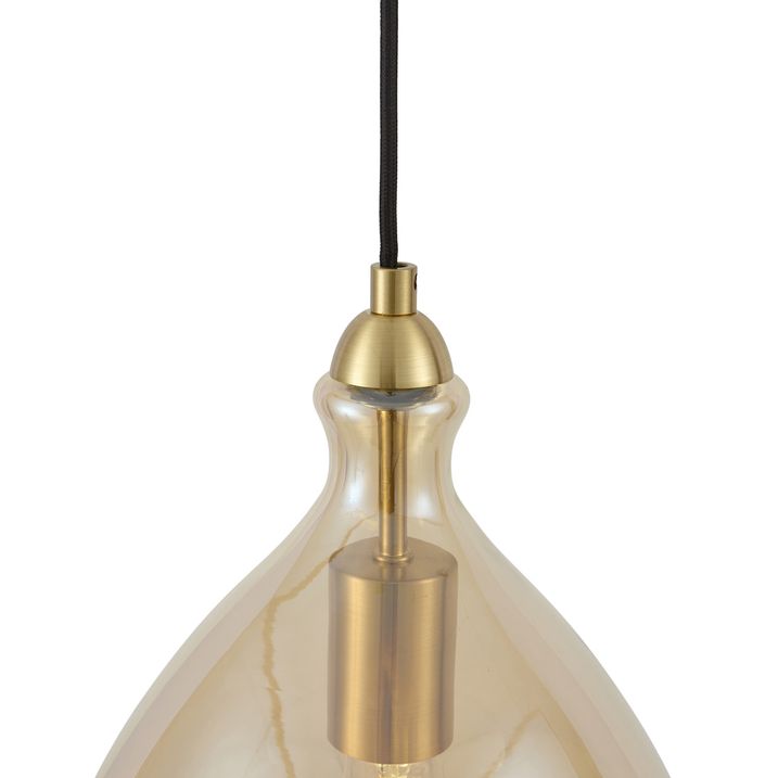 Moderna viseća lampa zlatna sa staklom boje ćilibara 3-svetla - Tradicionalna
