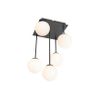 Moderna plafonska lampa crna sa opalskim staklom 5-svetla - Atina