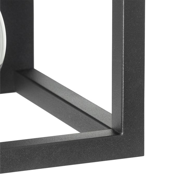 Industriële wandlamp zwart met rek 2-lichts - Cage Rack