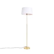 Lámpara-de-pie-dorada/latón-con-pantalla-de-lino-blanco-45-cm---Parte