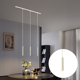 Modernes Schienensystem mit 3 Pendelleuchten Beige und Weiß 1-phasig - Slimline Keno