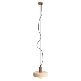 Japandi-hanglamp-walnoot-hout-met-beige-kap-30cm---Henge