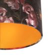 Stropní-lampa-s sametovým-stínítkem-s květinami-a zlatem-25-cm---Combi-černá