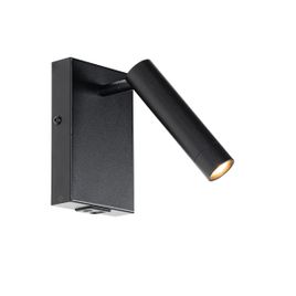 Moderne wandlamp zwart met verstelbare USB - Croft