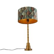 Stolní-lampa-bronzová-s sametovým-stínidlem-s motivem-listů-a zlatým-vnitřkem---Pisos