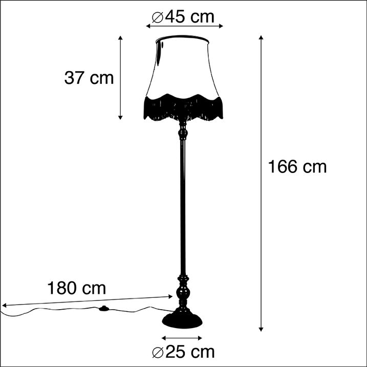 Candeeiro de pé preto com cúpula creme - Classico