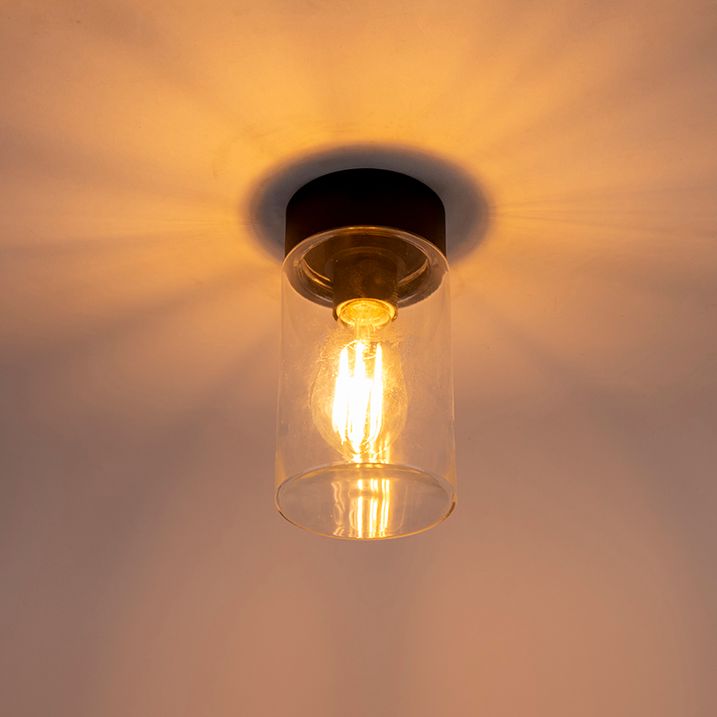 Moderne loftslampe sort 22,6 cm IP44 - Jarra
