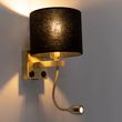 Art-Deco-Wandleuchte-Gold-mit-USB-und-schwarzem-Schirm---Brescia