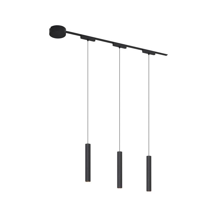 Modern Track Lighting System with 3 Black Pendant Lights 1-Phase - Magnetic Cassie