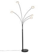 Design-Stehleuchte-schwarz-inkl.-5-Licht-dimmbarem-LED---Sixties-Trento