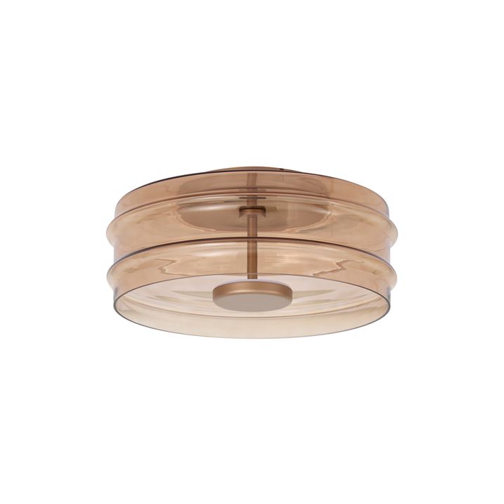 Designerska lampa sufitowa mosiężna z brązowym szkłem, z 3-stopniowo ściemnianym LED - Meadow