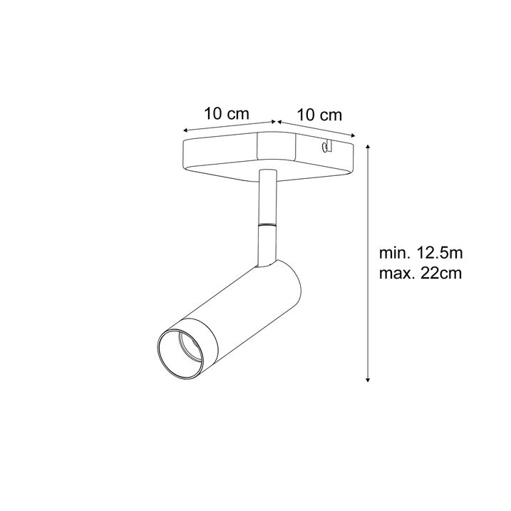 Modernus lubinis prožektorius juodas apvalus GU10 35 mm pasukamas ir pakreipiamas - Kate