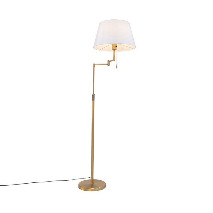 Lampa de podea bronz cu abajur alb si brat reglabil - Ladas Deluxe