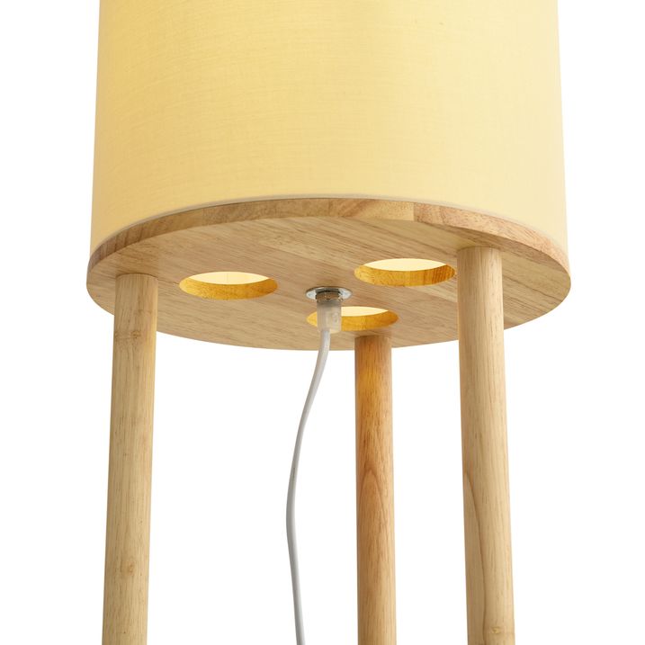 Modern Floor Lamp Wood with Beige Shade - Stojon