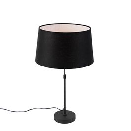 Tafellamp zwart met linnen kap zwart 35 cm verstelbaar - Parte