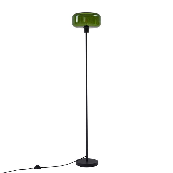 Candeeiro de Pé Retro Preto com Vidro Verde - Bizle