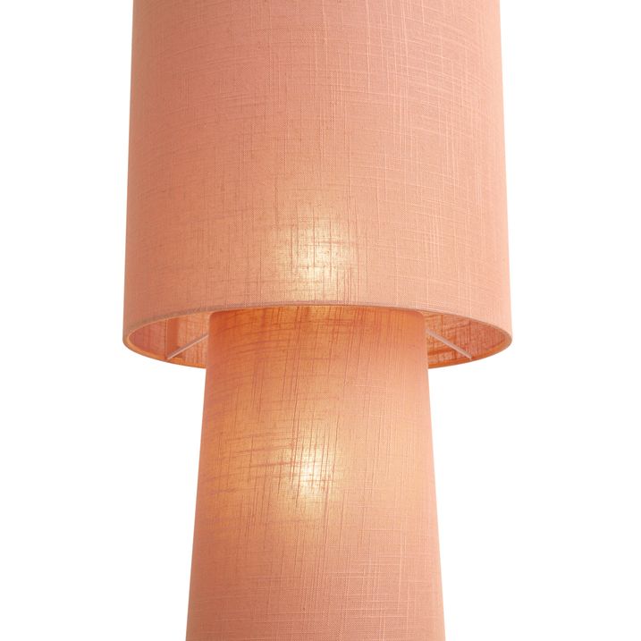 Retro vloerlamp oud roze met linnen 165cm 2-lichts - Trompet