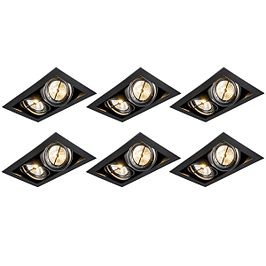 Set de 6 focos empotrables negros AR111 regulables 2-luces - Oneon
