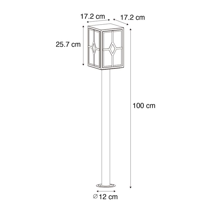 Llambë Klasike Qëndrimi në Jashtë E Zezë 100 cm IP44 - Dover