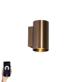 Smart wandlamp donkerbrons rond 2-lichts incl. 2 Wifi GU10 50mm - Sandy