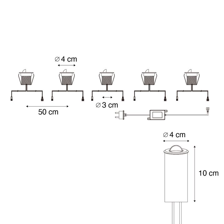 Ensemble de 5 spots encastrables modernes blancs avec LED IP67 - Linsey