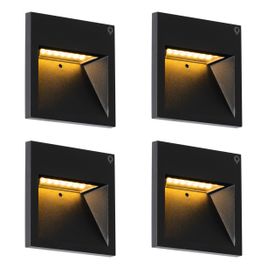 Set van 4 moderne inbouw wandlampen zwart incl. LED - Gem 2