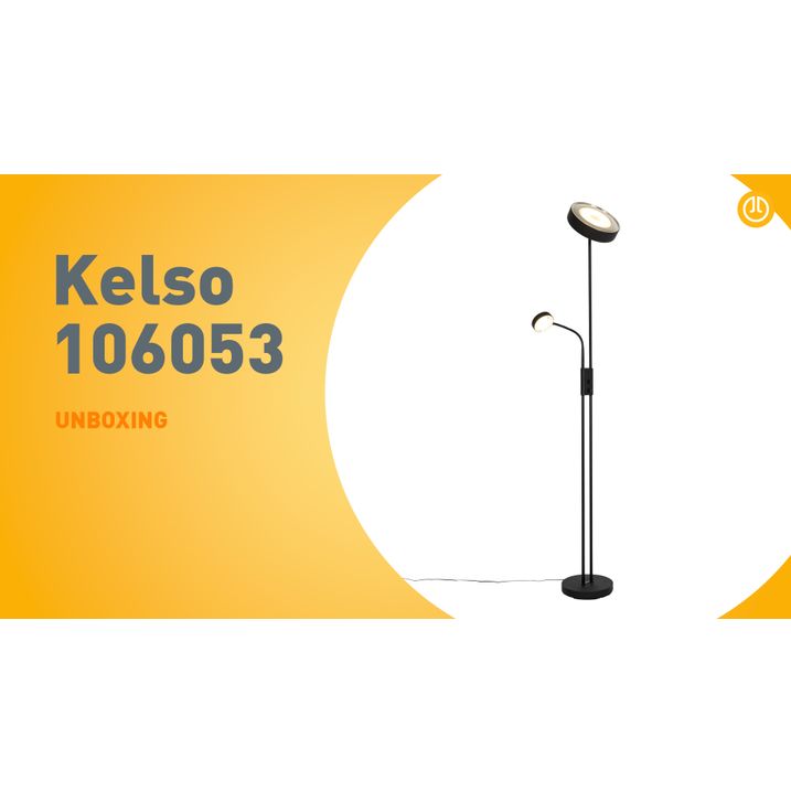 Lampadaire noir avec LED et variateur avec liseuse - Kelso