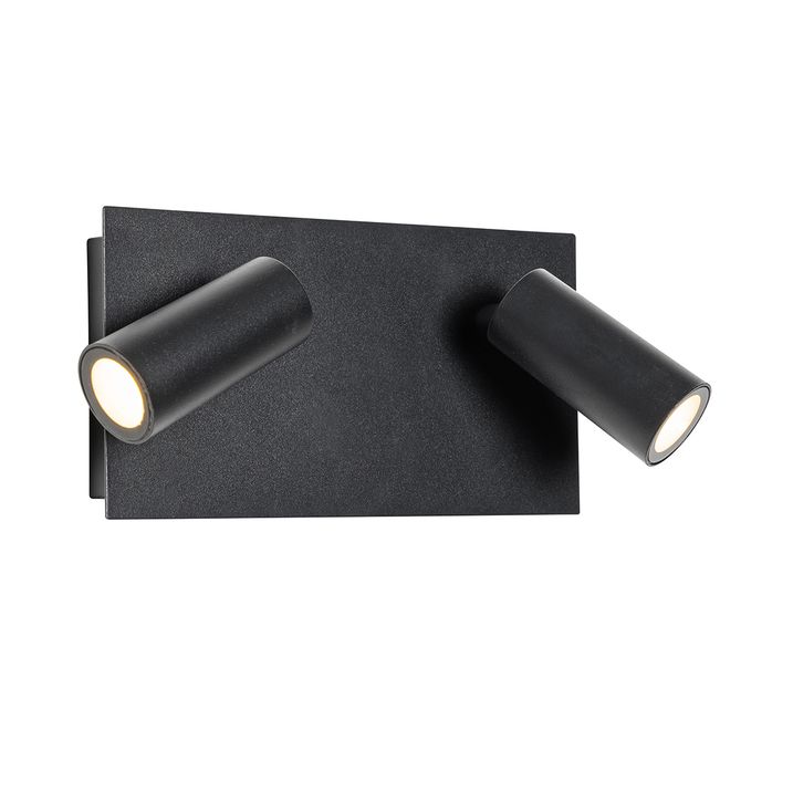 Lampada da parete per esterni moderna nera con LED 2 luci IP54 - Simon